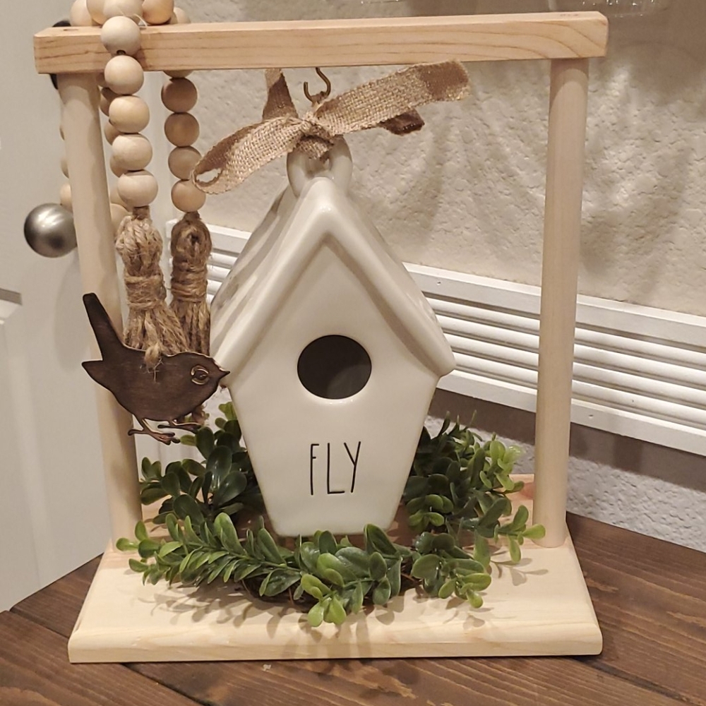 Rae Dunn Fly Birdhouse With Custom House Stand